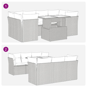 Σετ Σαλονιού Κήπου 7 τεμ. Γκρι Συνθετικό Ρατάν με Μαξιλάρια - Pakobazaar