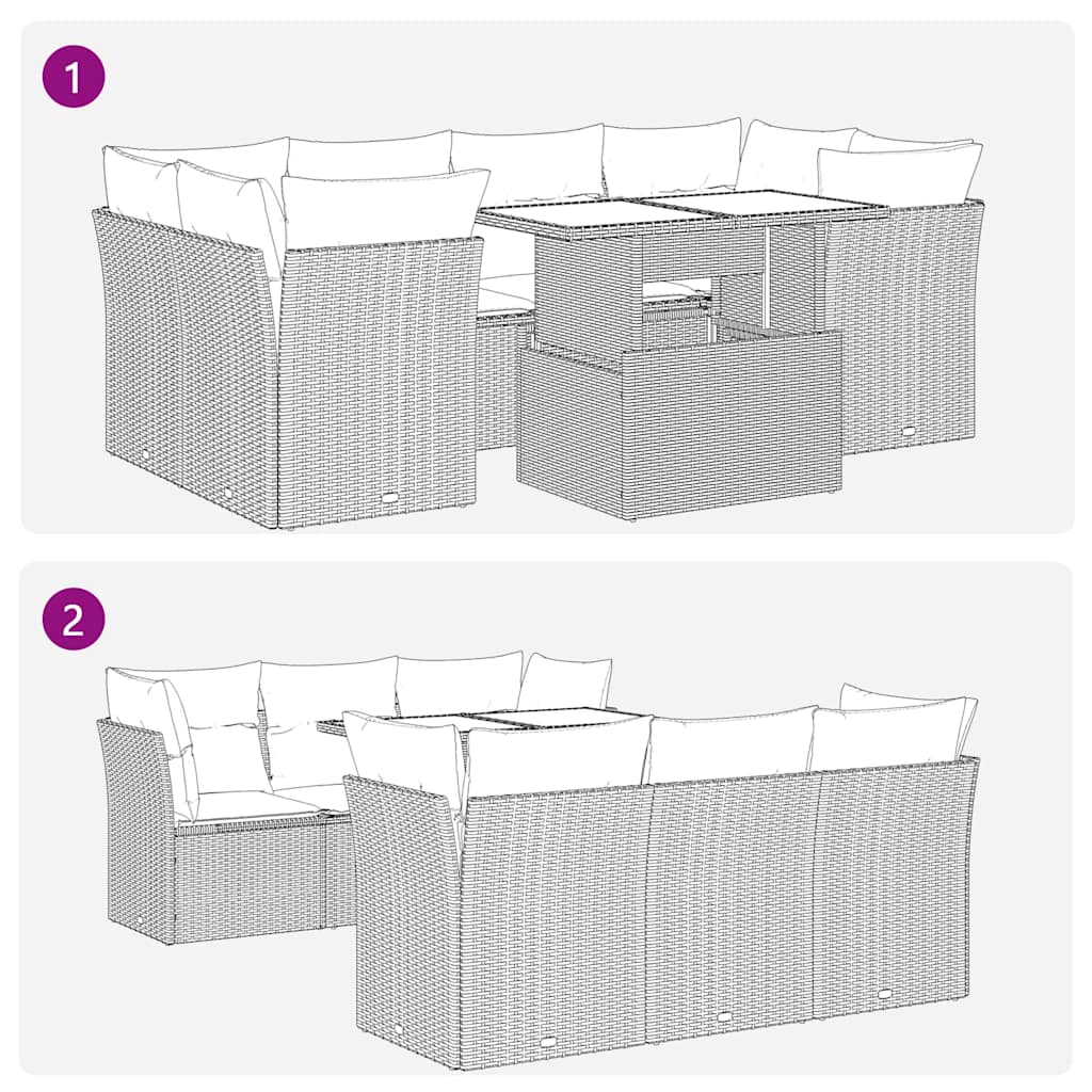 Σαλόνι Κήπου Σετ 7 Τεμαχίων Γκρι Συνθετικό Ρατάν με Μαξιλάρια - Pakobazaar
