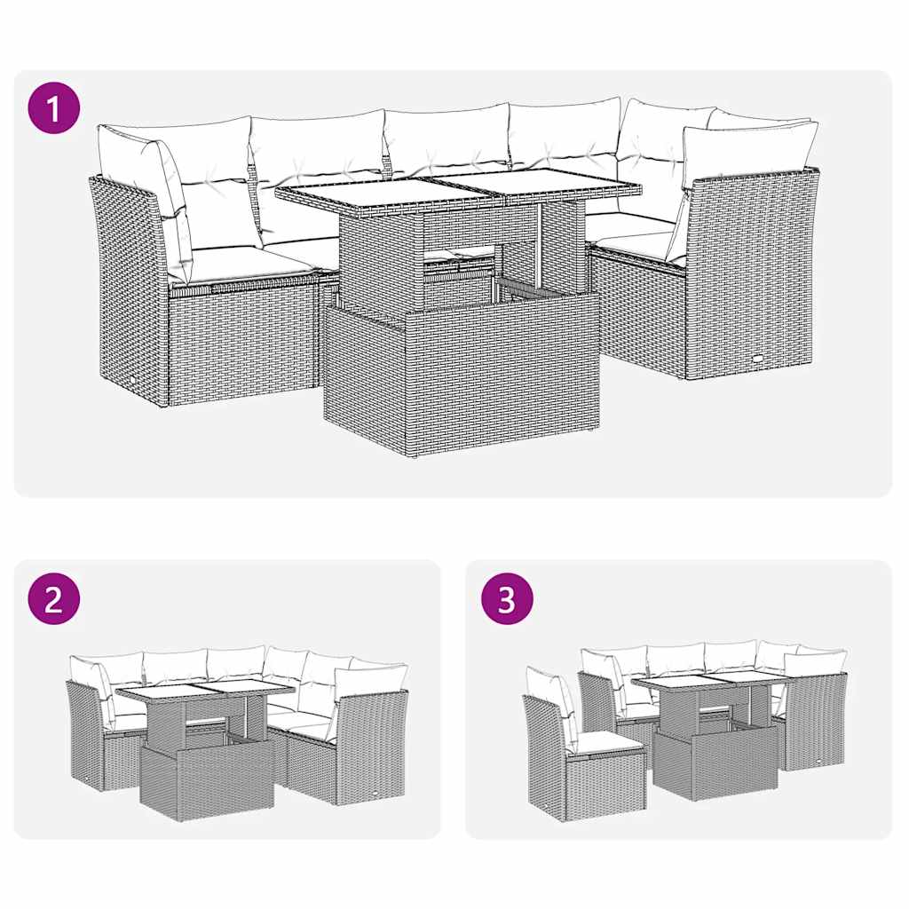 Σετ Καναπέ Κήπου 6 τεμ. Μπεζ Συνθετικό Ρατάν με Μαξιλάρια