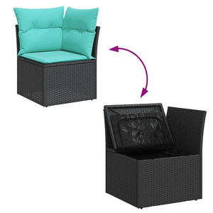 Σαλόνι Κήπου Σετ 11 Τεμαχίων Μαύρο Συνθετικό Ρατάν με Μαξιλάρια - Pakobazaar