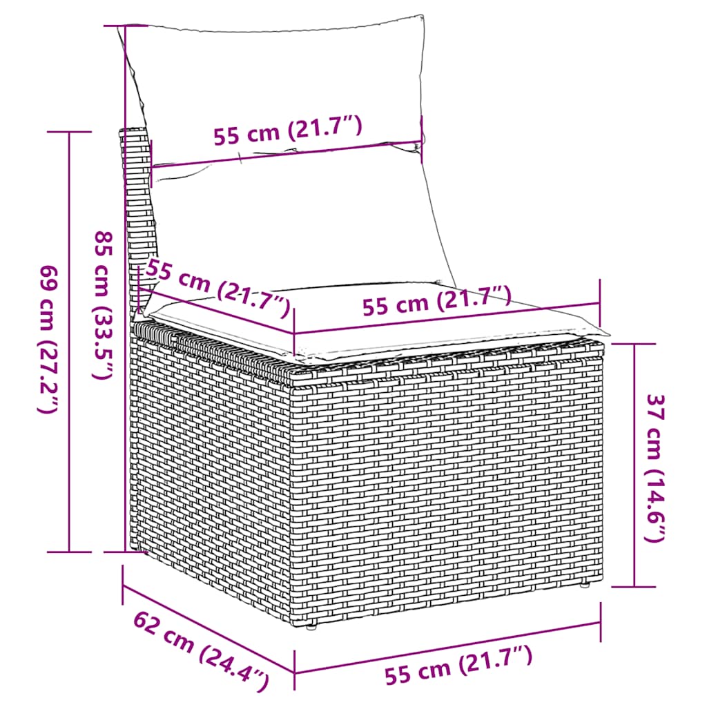 Σαλόνι Κήπου Σετ 5 Τεμαχίων Γκρι Συνθετικό Ρατάν με Μαξιλάρια - Pakobazaar