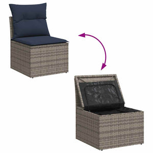 9 τεμαχίων σετ καναπέδες κήπου με μαξιλάρια Γκρι Ακακία - Pakobazaar