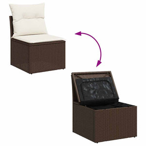 Σαλόνι Κήπου Σετ 9 τεμ. Καφέ από Συνθ. Ρατάν με Μαξιλάρια - Pakobazaar