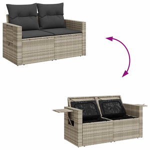Σαλόνι Κήπου Σετ 7 Τεμαχίων Γκρι Συνθετικό Ρατάν με Μαξιλάρια - Pakobazaar