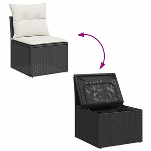 Καναπές Κήπου 6 Τεμαχίων Μαύρο από Συνθετικό Ρατάν με Μαξιλάρια - Pakobazaar
