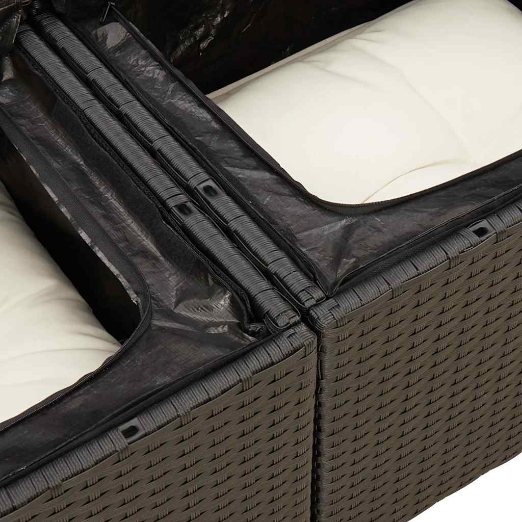 Σαλόνι Κήπου 8 Τεμαχίων Μαύρο από Συνθετικό Ρατάν με Μαξιλάρια
