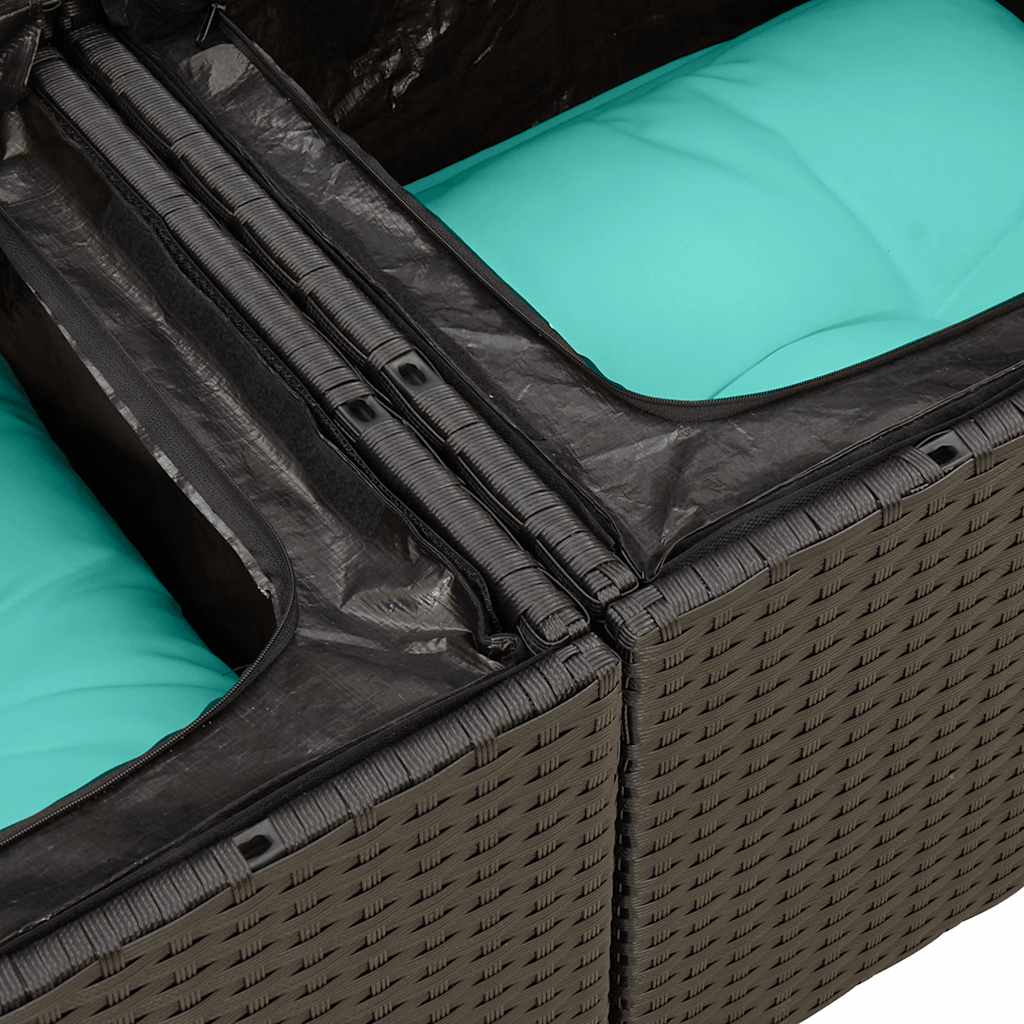 Σαλόνι Κήπου Σετ 9 Τεμαχίων Μαύρο από Συνθ. Ρατάν με Μαξιλάρια - Pakobazaar