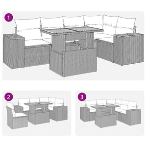 Σαλόνι Κήπου 6 Τεμαχίων από Γκρι Συνθετικό Ρατάν με Μαξιλάρια