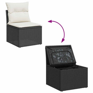 Σετ Καναπέ Κήπου 5 Τεμαχίων Μαύρο Συνθετικό Ρατάν με Μαξιλάρια