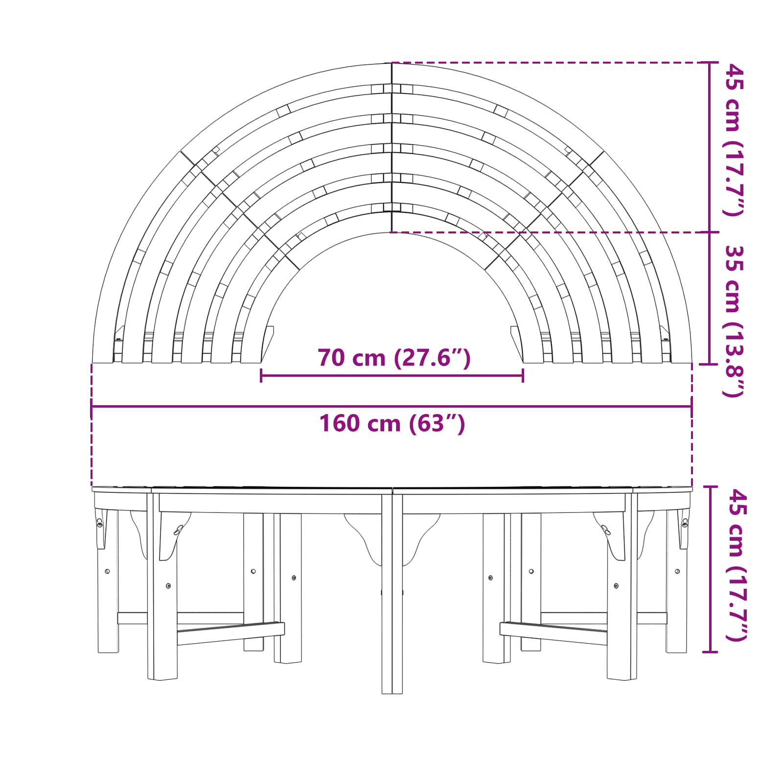 Παγκάκι Δέντρου Φυσικό 160 x 80 x 45cm Στερεό Ξύλο Ευκαλύπτου