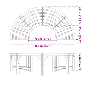 Παγκάκι Δέντρου 4 -Seater 160 x 80 x 45cm Φυσικό