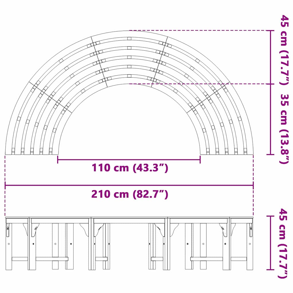 Παγκάκι Δέντρου 4-Αριθμός καθισμάτων 210 x 80 x 45 εκ