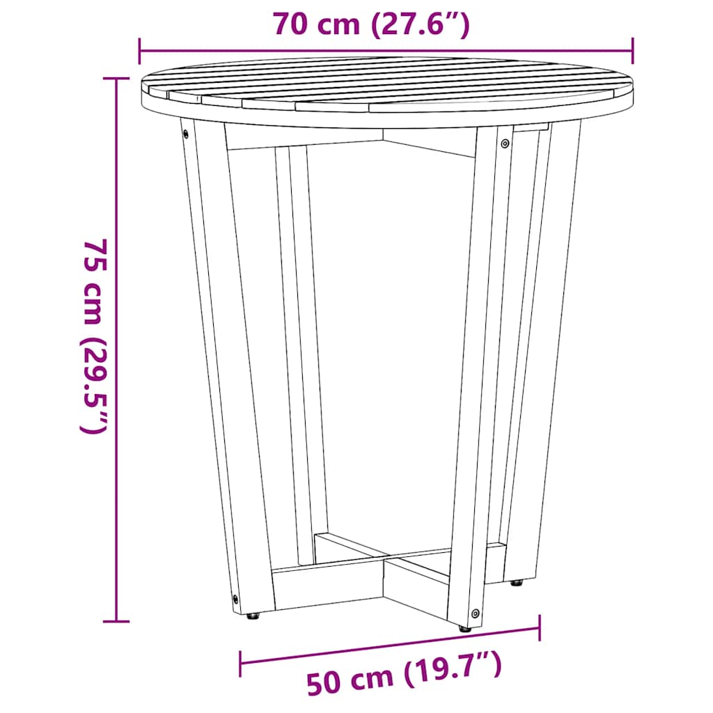 Βοηθητικό Τραπεζάκι Κήπου Στρογγυλό Ø70x75 εκ. από Μασίφ Ξύλο Ακακίας - Pakobazaar