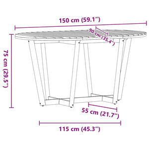 Τραπεζαρία Κήπου Οβάλ 150 x 90 x 75 εκ. από Μασίφ Ξύλο Ακακίας - Pakobazaar