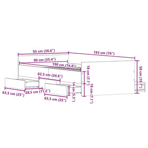Πλαίσιο κρεβατιού χωρίς στρώμα 90x190 εκ. Επεξεργασμένο Ξύλο