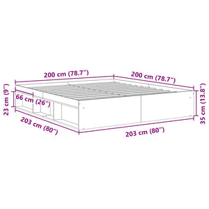 Πλαίσιο κρεβατιού χωρίς στρώμα καφέ δρυς 200x200 cm - Pakobazaar