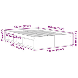 Πλαίσιο κρεβατιού χωρίς στρώμα 120x190 εκ. Επεξεργασμένο Ξύλο