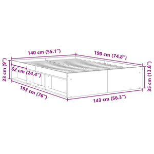 Πλαίσιο κρεβατιού χωρίς στρώμα 140x190 εκ. Επεξεργασμένο Ξύλο