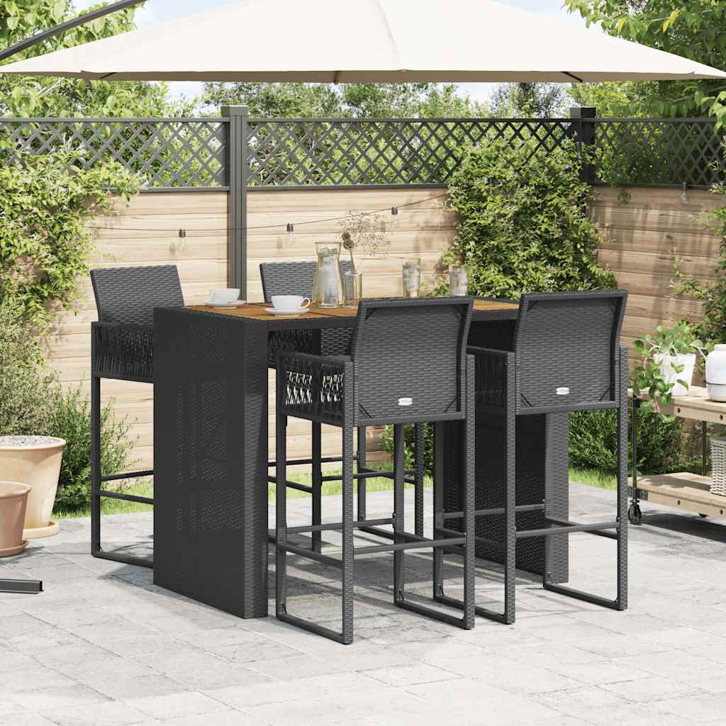 Σετ μπαρ κήπου 5 τεμαχίων χωρίς μαξιλάρια Μαύρη - Pakobazaar