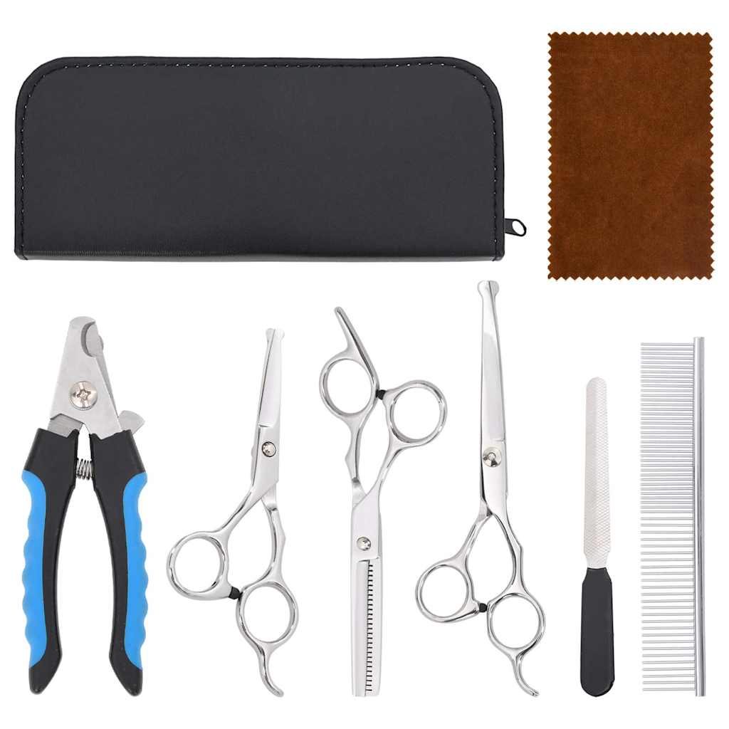 Σετ ψαλιδιών περιποίησης σκύλων 6 τεμαχίων από ανοξείδωτο - Pakobazaar