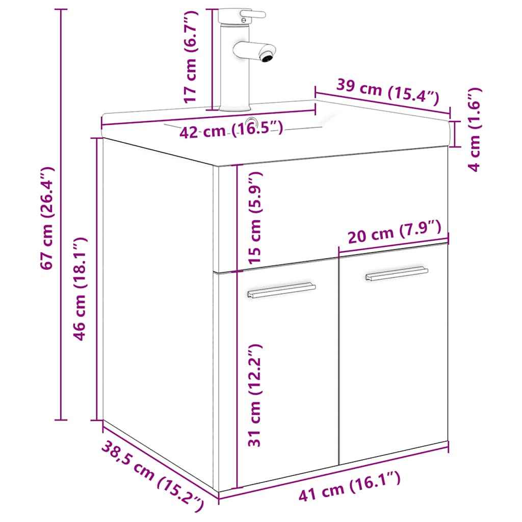 ντουλάπι νεροχύτη με ενσωματωμένη λεκάνη και βρύση παλιό ξύλο
