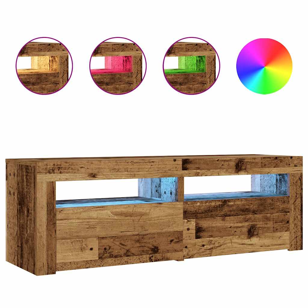 Κομοδίνα με LED 2 τεμ. Παλιό ξύλο 60 x 35 x 40 εκ. - Pakobazaar