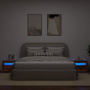 Κομοδίνα με LED 2 τεμ. Παλιό ξύλο 60 x 35 x 40 εκ. - Pakobazaar