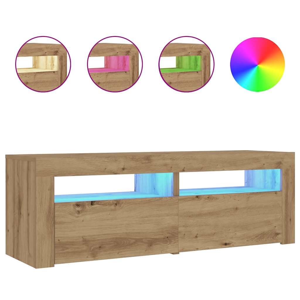Κομοδίνα με LED 2 τεμ. τεχνίτης Δρυς 60 x 35 x 40 εκ.