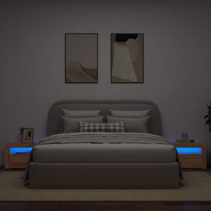 Κομοδίνα με LED 2 τεμ. τεχνίτης Δρυς 60 x 35 x 40 εκ.