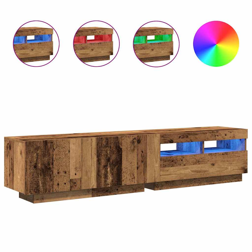 Έπιπλο Τηλεόρασης LED Όψη Παλαιού Ξύλου 180x35x40 εκ.Επεξ. Ξύλο - Pakobazaar