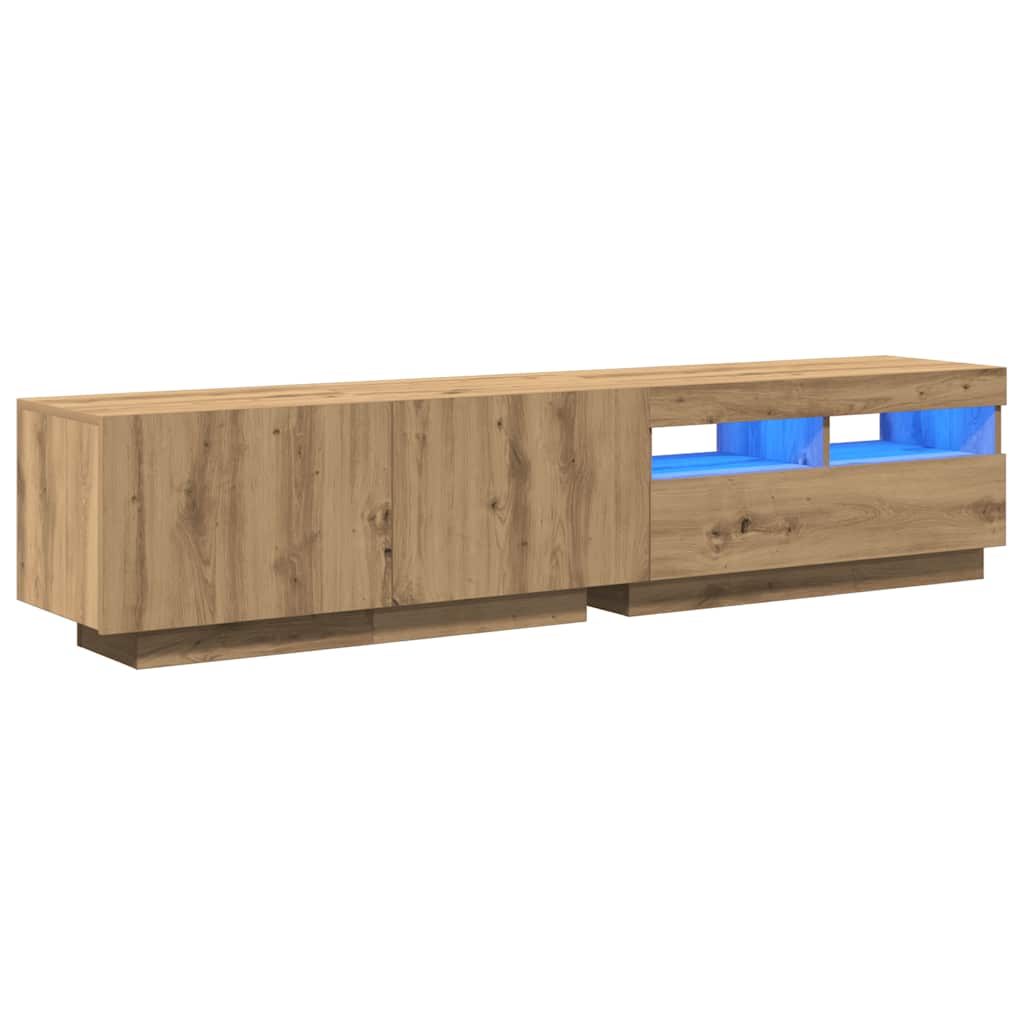 Έπιπλο Τηλεόρασης με LED Αρτισιανή Δρυς 180x35x40 εκ Επεξ.Ξύλο - Pakobazaar