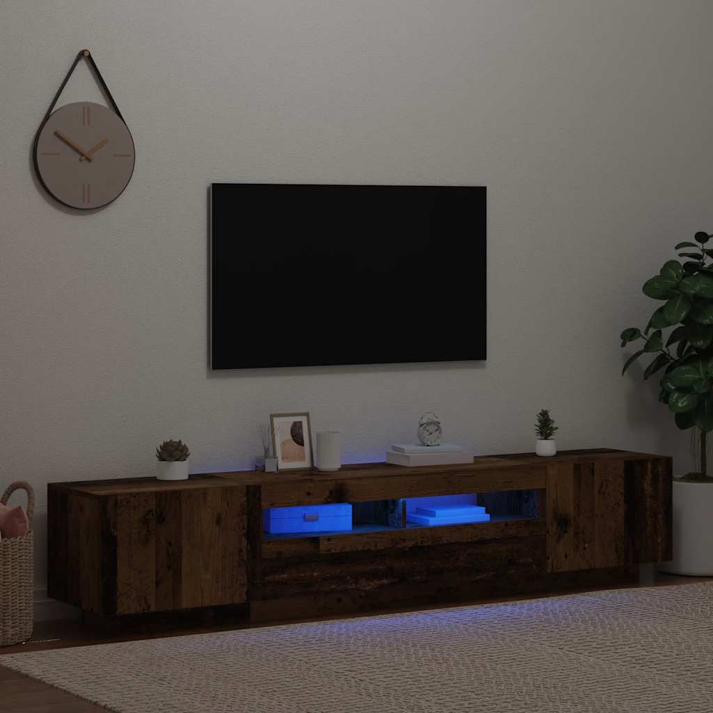 Έπιπλο Τηλεόρασης LED Όψη Παλαιού Ξύλου 200x35x40 εκ.Επεξ. Ξύλο - Pakobazaar