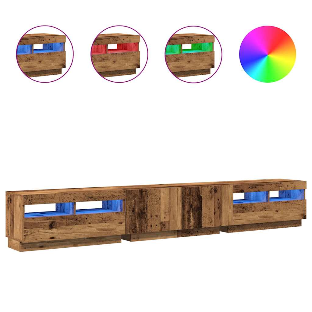 Έπιπλο Τηλεόρασης LED Όψη Παλαιού Ξύλου 260x35x40 εκ.Επεξ. Ξύλο - Pakobazaar