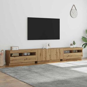 Έπιπλο Τηλεόρασης με LED Αρτισιανή Δρυς 260x35x40 εκ Επεξ.Ξύλο - Pakobazaar