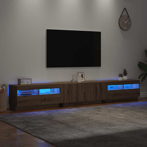 Έπιπλο Τηλεόρασης με LED Αρτισιανή Δρυς 260x35x40 εκ Επεξ.Ξύλο - Pakobazaar