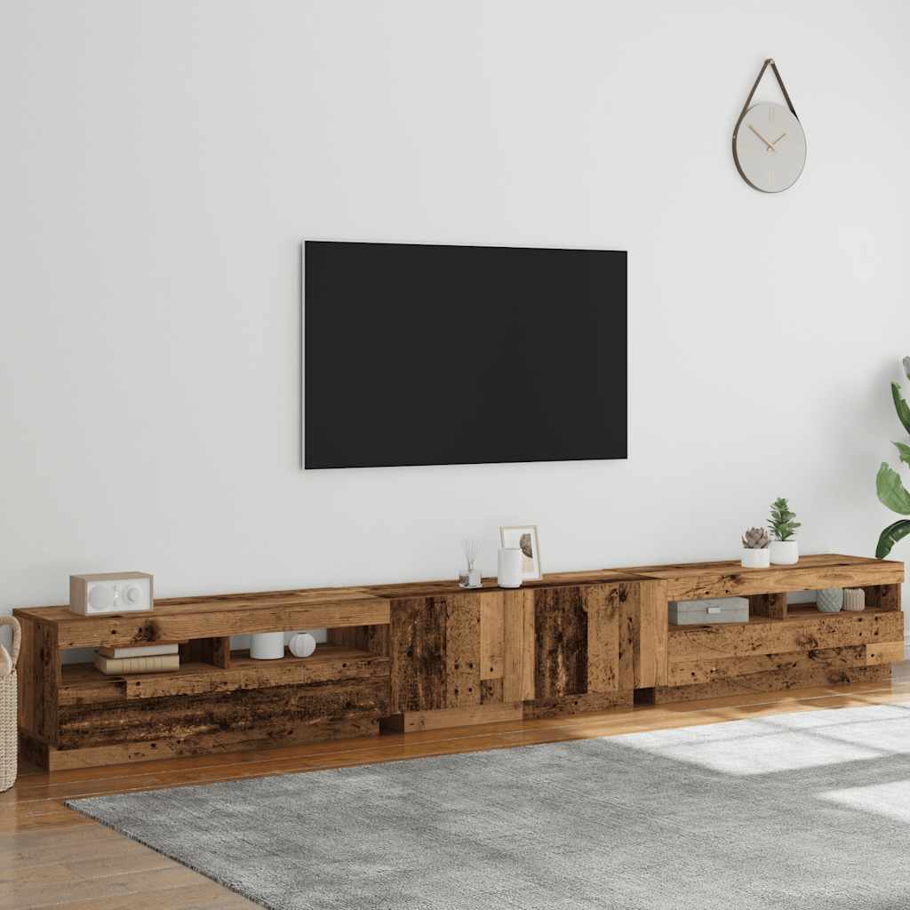 Έπιπλο Τηλεόρασης LED Όψη Παλαιού Ξύλου 300x35x40 εκ.Επεξ. Ξύλο - Pakobazaar