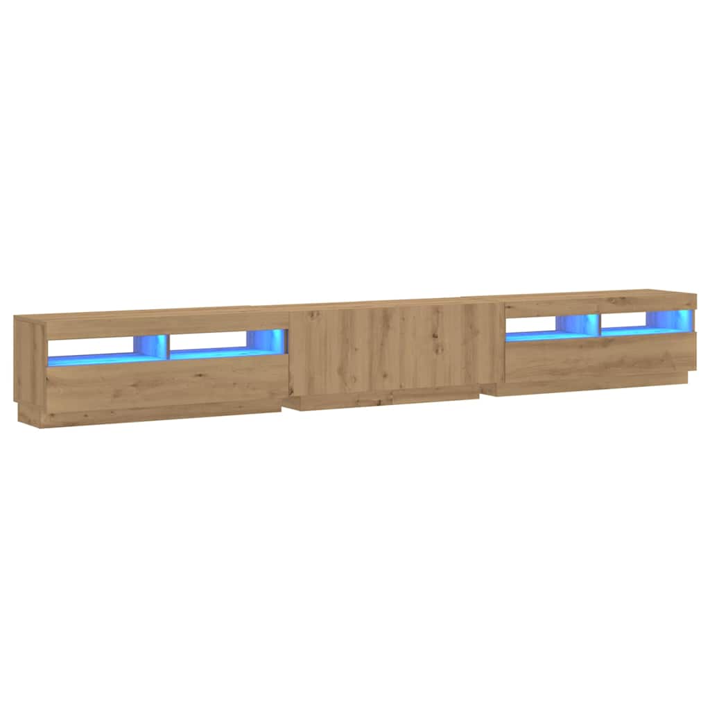 Έπιπλο Τηλεόρασης με LED Αρτισιανή Δρυς 300x35x40 εκ Επεξ.Ξύλο - Pakobazaar