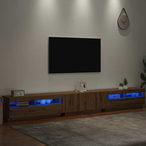 Έπιπλο Τηλεόρασης με LED Αρτισιανή Δρυς 300x35x40 εκ Επεξ.Ξύλο - Pakobazaar