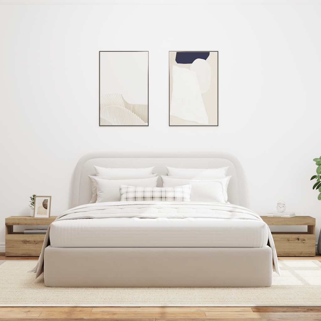 Κομοδίνο με φώτα LED Αρτισιανή Δρυς 60x35x40 εκ. από Επεξ. Ξύλο