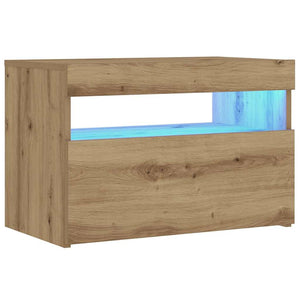 Κομοδίνο με φώτα LED Αρτισιανή Δρυς 60x35x40 εκ. από Επεξ. Ξύλο