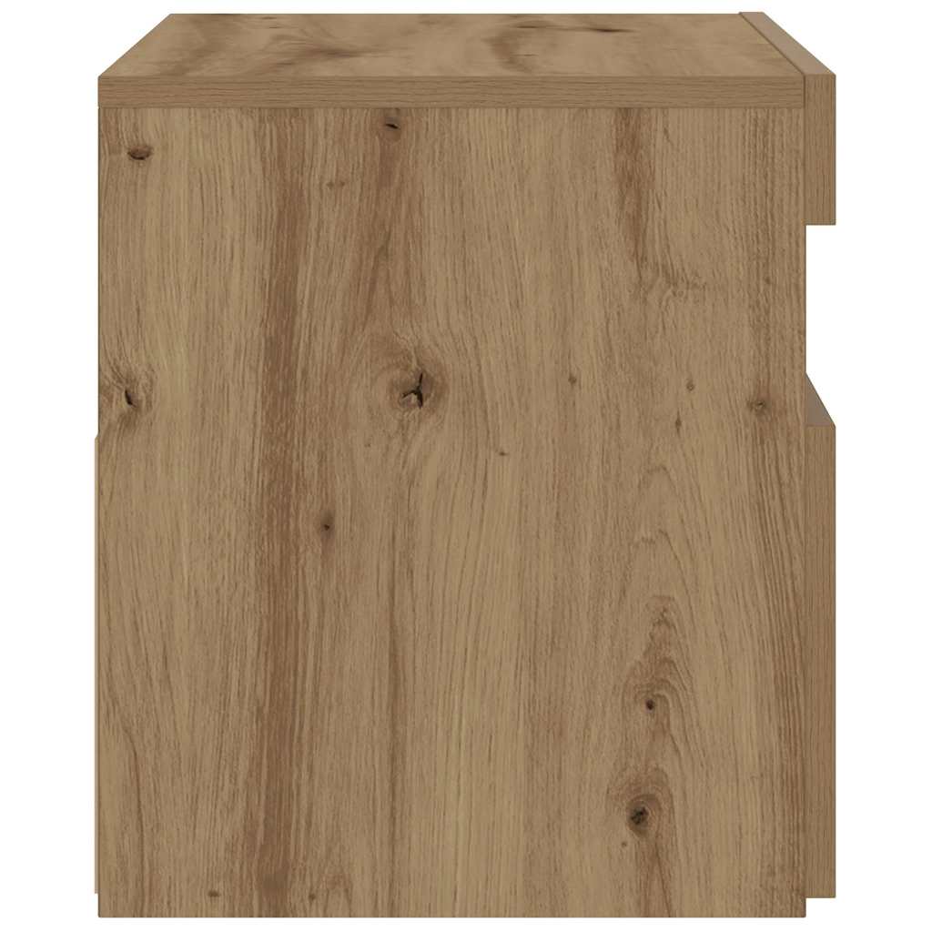 Κομοδίνο με φώτα LED Αρτισιανή Δρυς 60x35x40 εκ. από Επεξ. Ξύλο