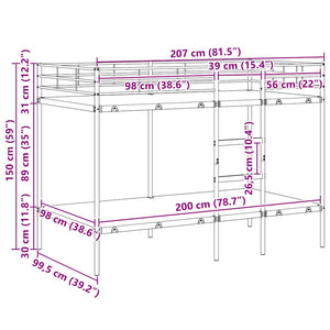 Κουκέτα χωρίς στρώμα Λευκό 100x200 cm Ατσάλι - Pakobazaar