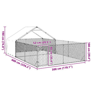 Κλουβί Σκύλου Εξωτερ. Χώρου με τρεχάλα 6x3x1,9μ. Γαλβαν. Ατσάλι - Pakobazaar