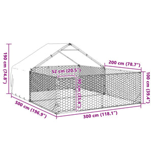Κλουβί Σκύλου Εξωτερ. Χώρου με τρεχάλα 5x3x1,9μ. Γαλβαν. Ατσάλι - Pakobazaar
