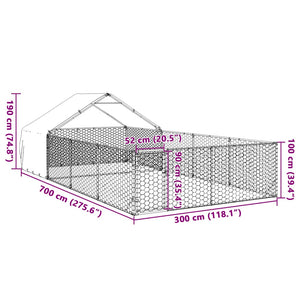 Κλουβί Σκύλου Εξωτερ. Χώρου με τρεχάλα 7x3x1,9μ. Γαλβαν. Ατσάλι - Pakobazaar