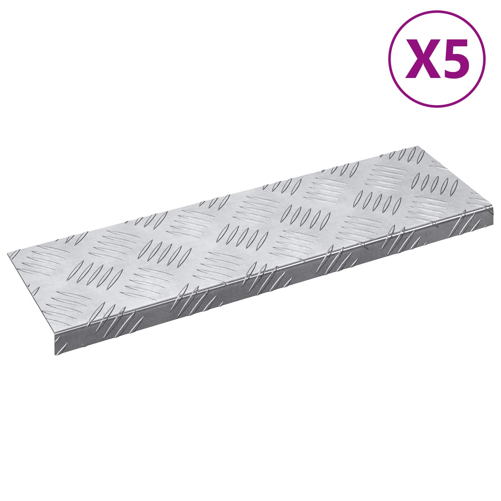 Σκαλοπάτι Ορθογώνιος 5 pcs Ασημί 60 x 18 x 2,5 εκ. Αλουμίνιο - Pakobazaar