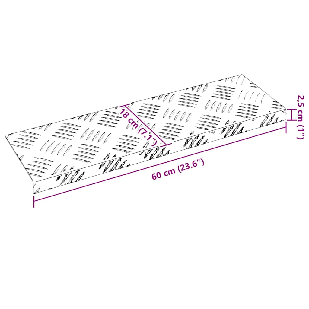 Σκαλοπάτι Ορθογώνιος 10 pcs Ασημί 60 x 18 x 2,5 εκ. Αλουμίνιο - Pakobazaar