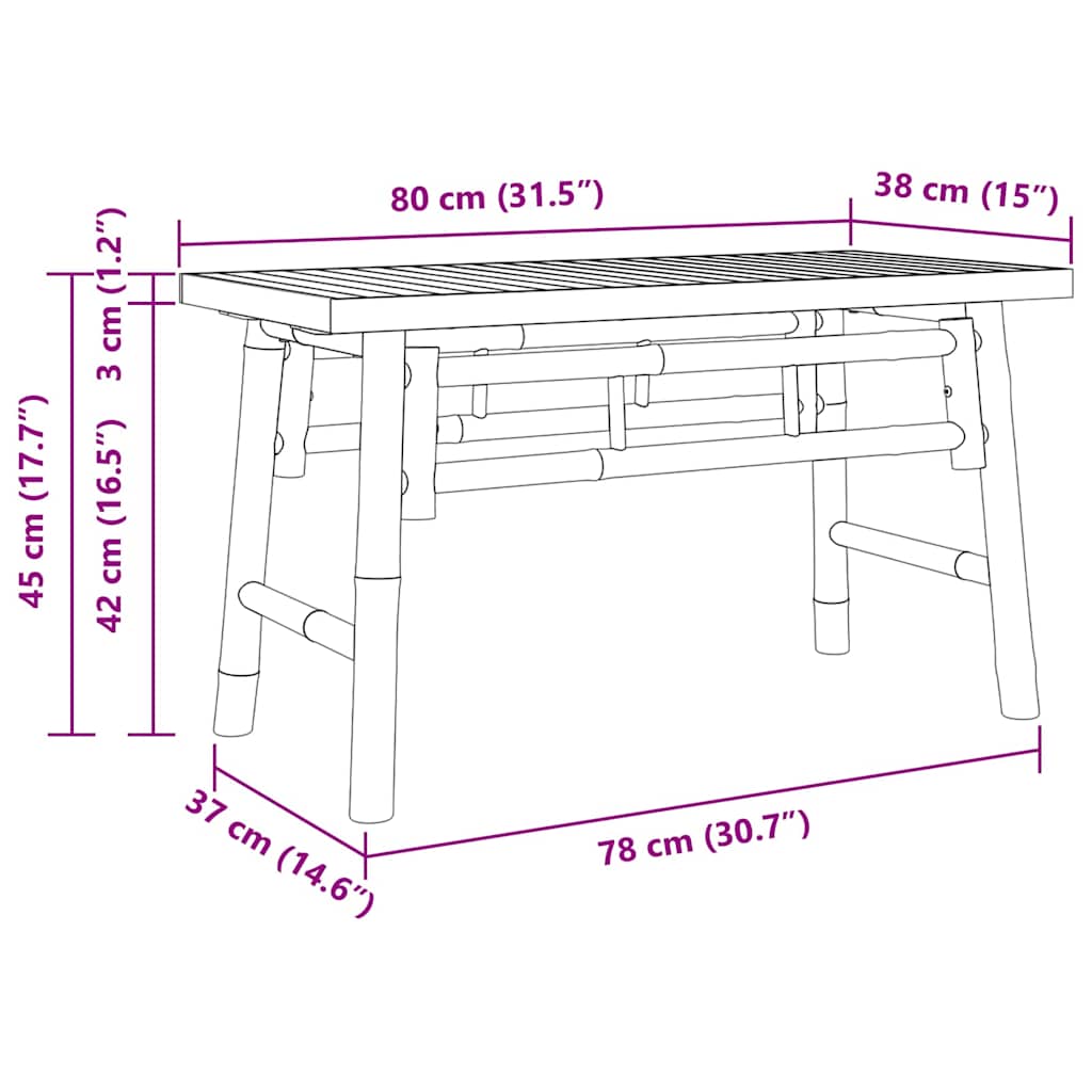 παγκάκι Καφέ 80 x 38 x 45 cm Μπαμπού