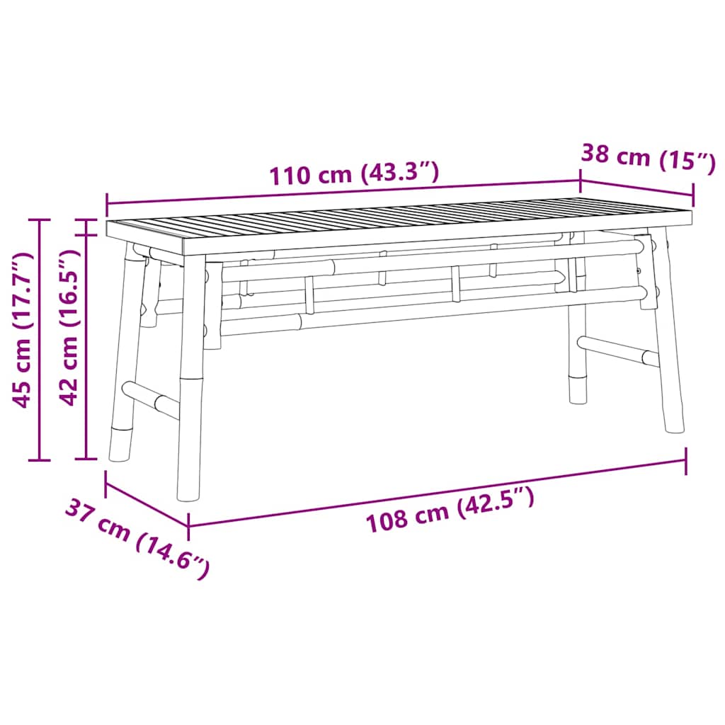 παγκάκι Καφέ 110 x 38 x 45 cm Μπαμπού - Pakobazaar