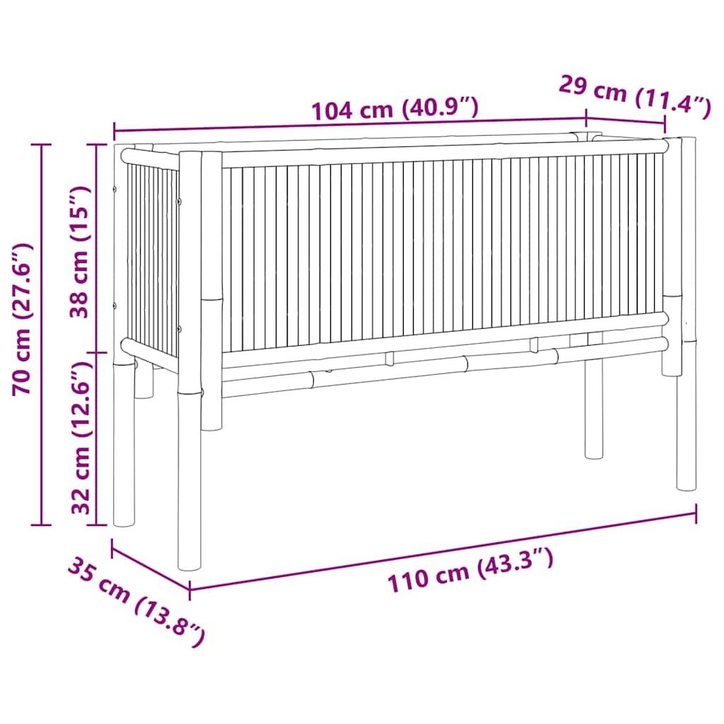 Ανεβασμένο Κρεβάτι Καφέ 110 x 35 x 70 εκ. Μπαμπού